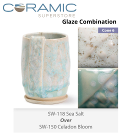 Sea Salt SW-118 over Celadon Bloom SW-150 Stoneware Combination